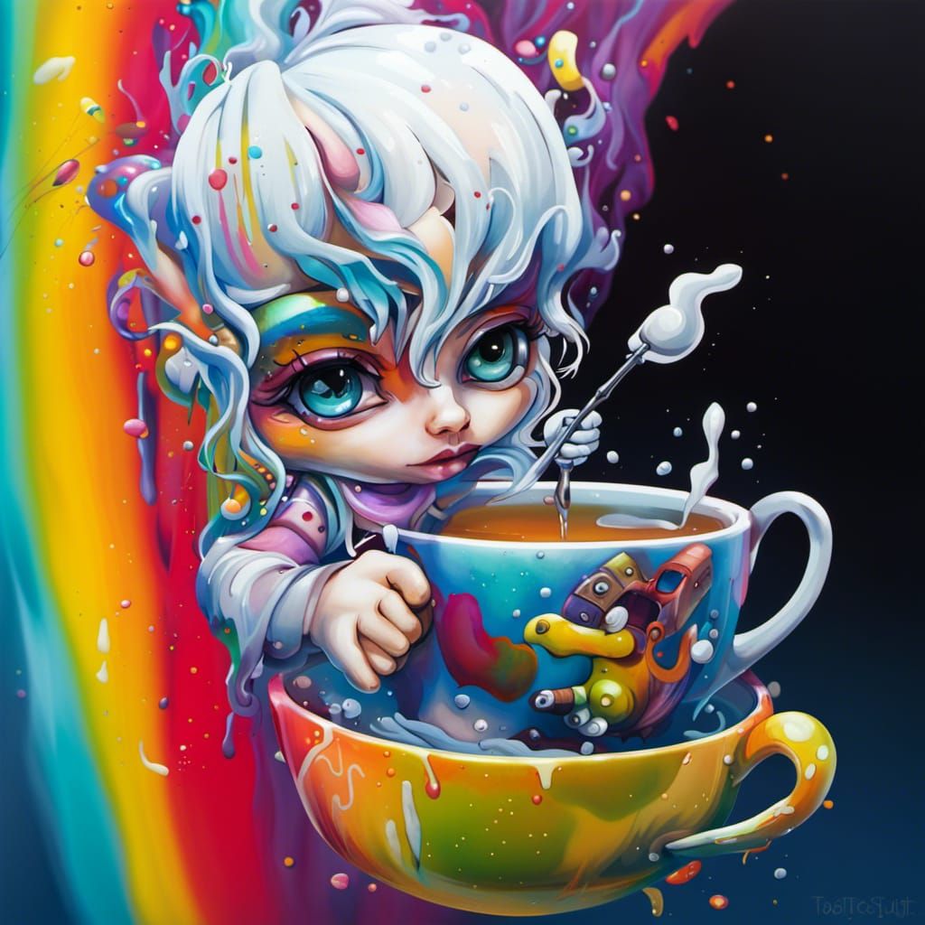 Tea Cup Pixie in Graffiti Splash Art Style