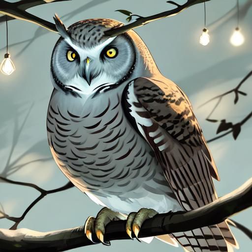 Moonlit Owl in Forest: Low-Poly Art