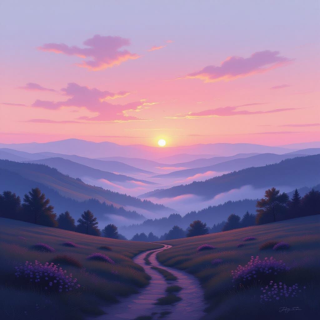 Ethereal Dawn Landscape Painting