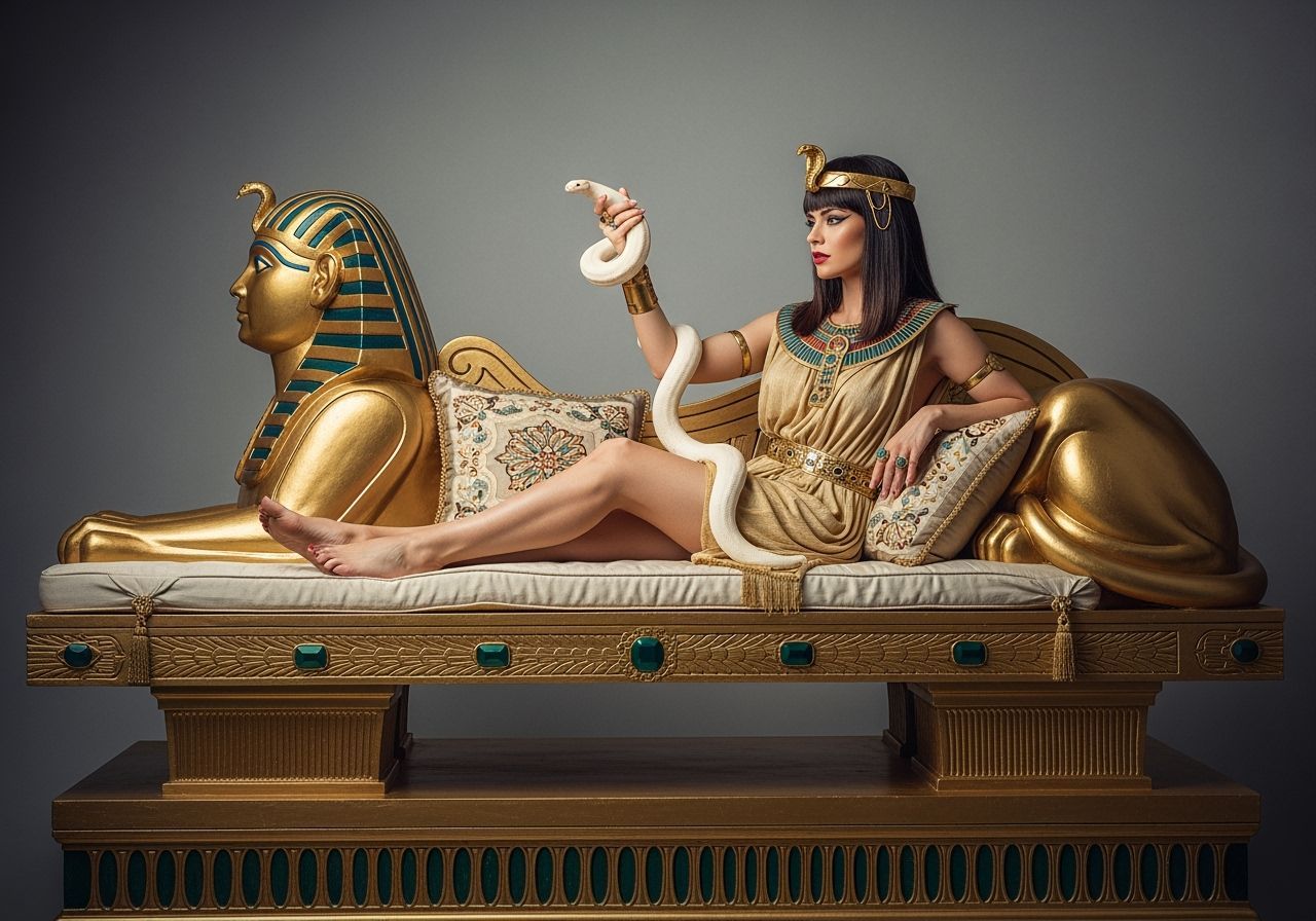 Egyptian Queen Lounging with Snake, Inspired by Woloszynowic...