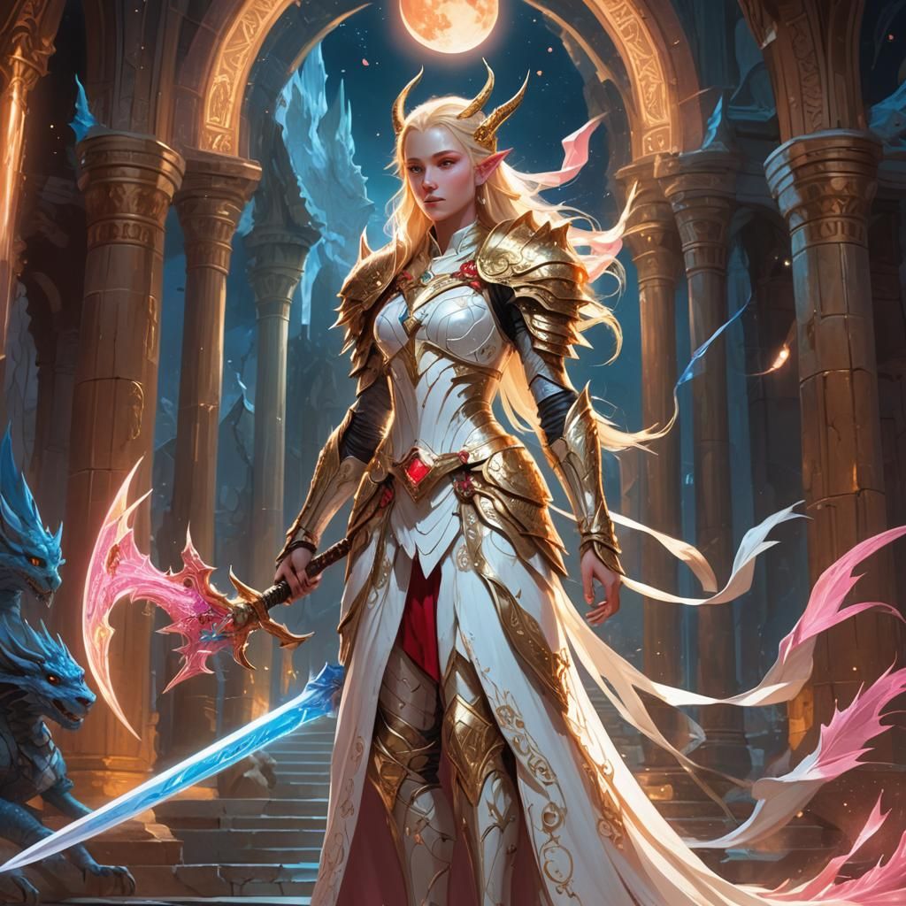 Elf Goddess with Dragon in Loish-Inspired Concept Art