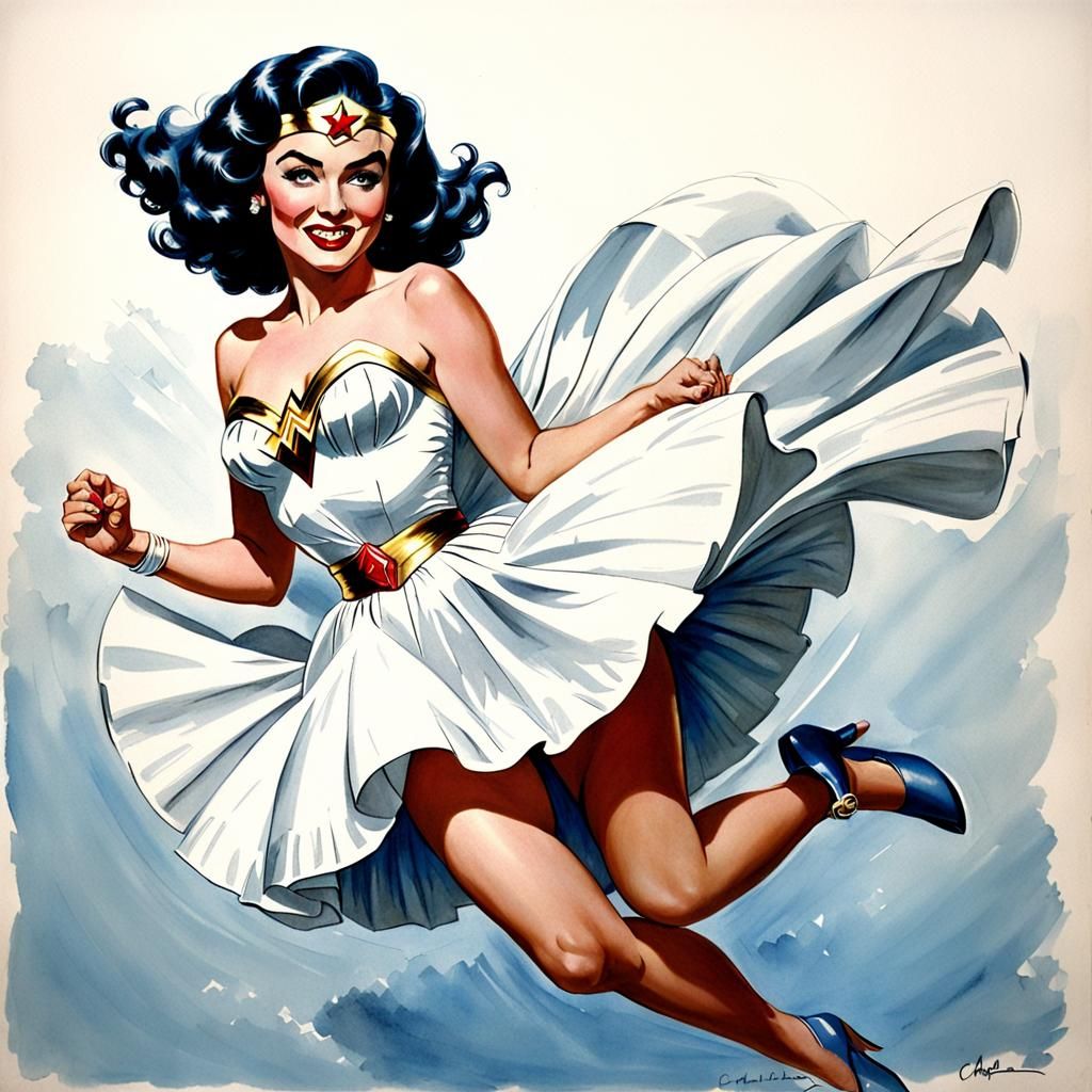 Wonder Woman as Marilyn Monroe in 50s Style