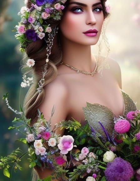 Wisteria Fairy Portrait in Spring Forest