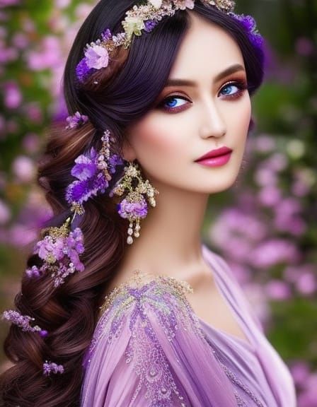 Wisteria Fairy Portrait in Spring Forest