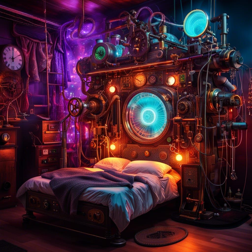 Steampunk Dream Machine in Fantasy Bedroom