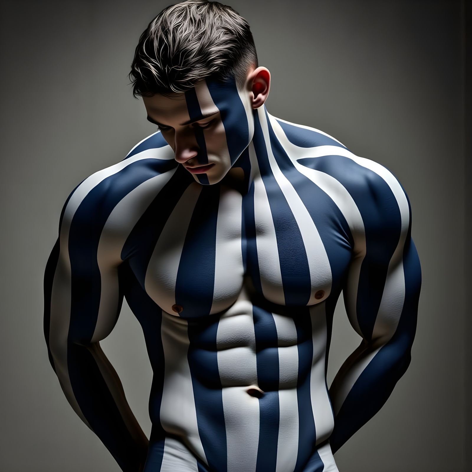 Striking Portrait of Man with Bold Body Paint