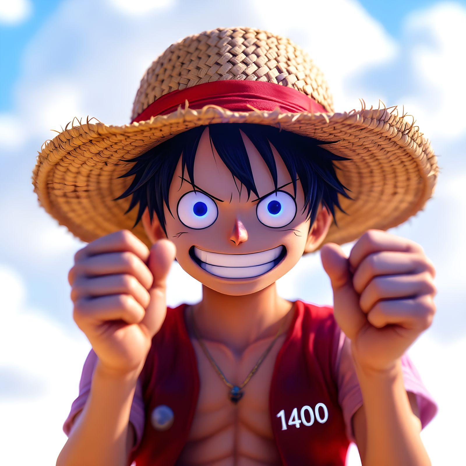 Monkey D. Luffy in Ultra-Realistic Straw Hat Style