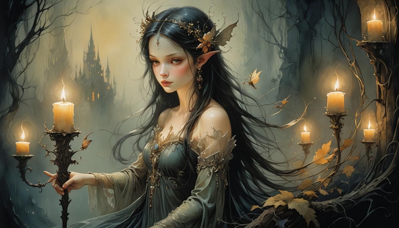 Fairy in Candlelit Forest: Bachelier and Vess Style