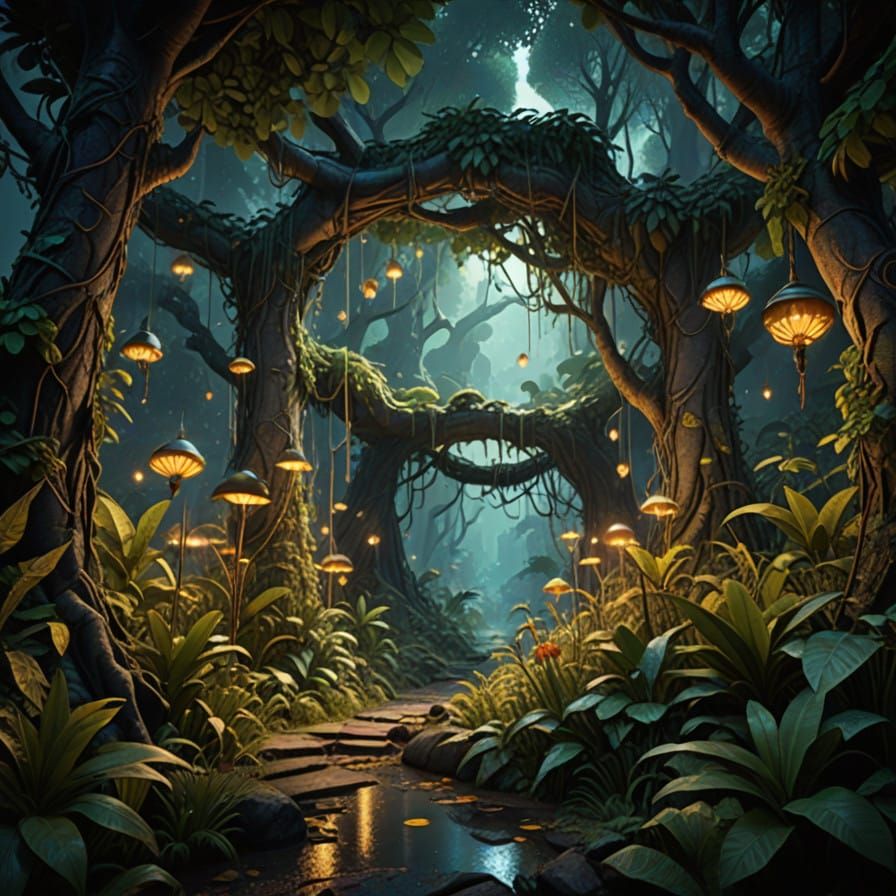 Luminous Jungle Realm in Ethereal Whisper