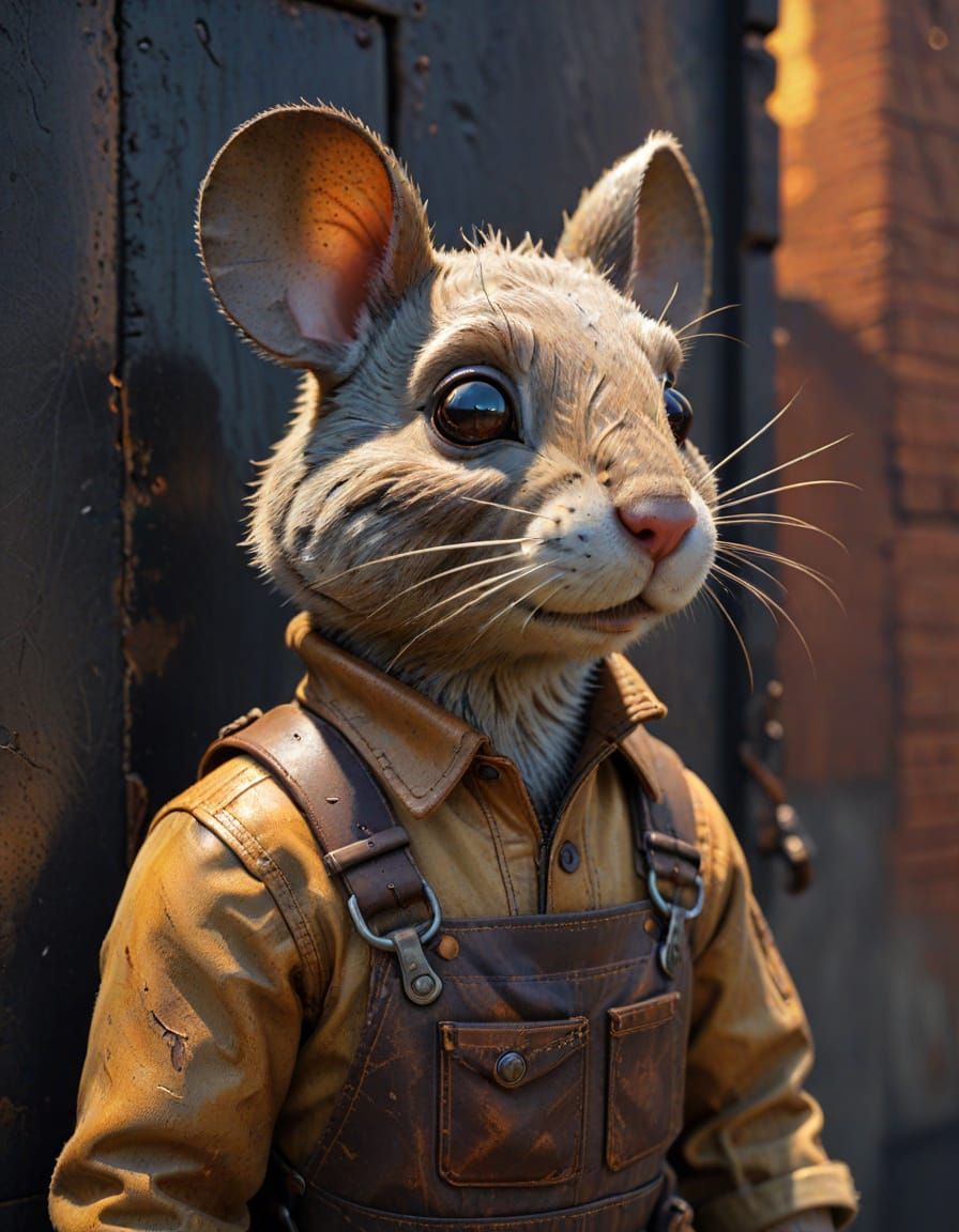 Dieselpunk Cartoon Rat Named Rusty Cheeks