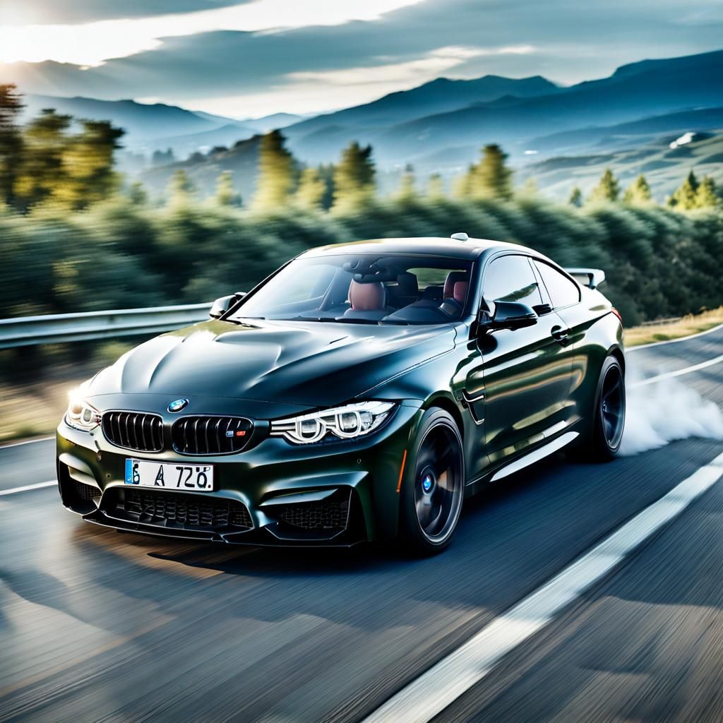 Sleek Black BMW M4 F82 Speeding on Highway