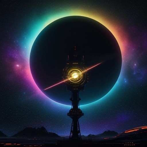 Spaceship Journey Through Vibrant Nebulae