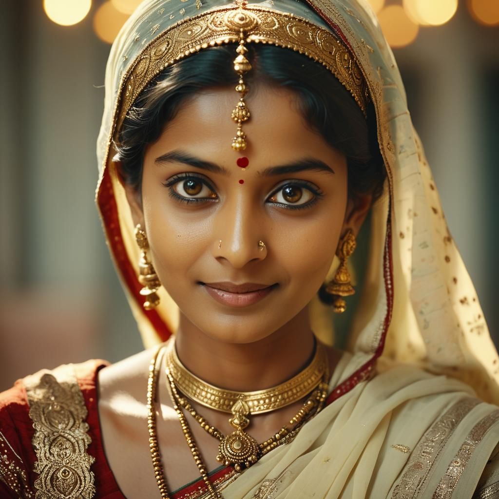 Serene Hindu Woman Portrait in Cinematic Style
