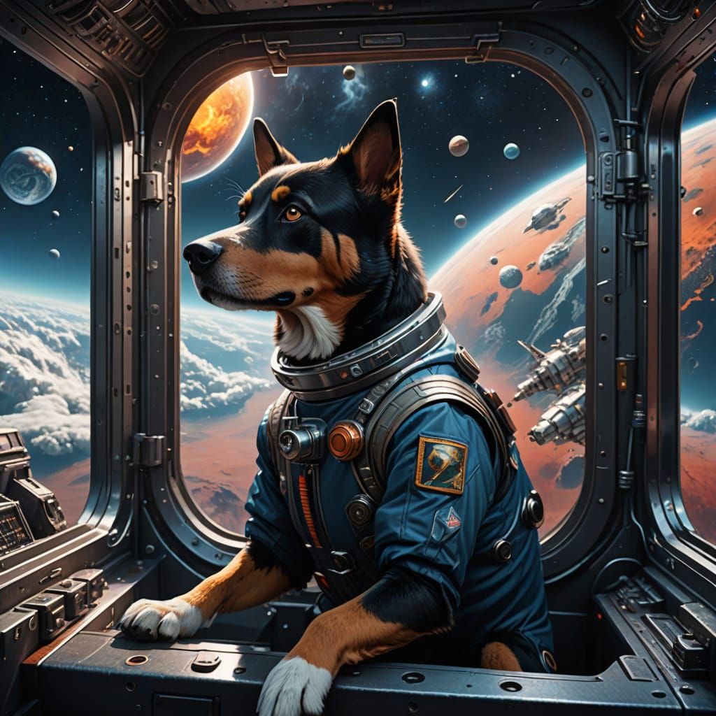 Laika, the Brave Space Dog, Explores Earth from Orbit