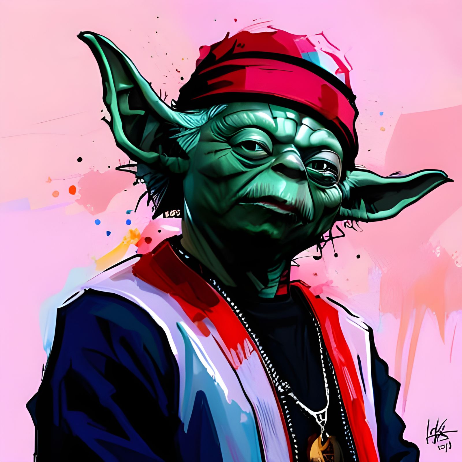 Yoda as West Coast Rapper in Rococo Style
