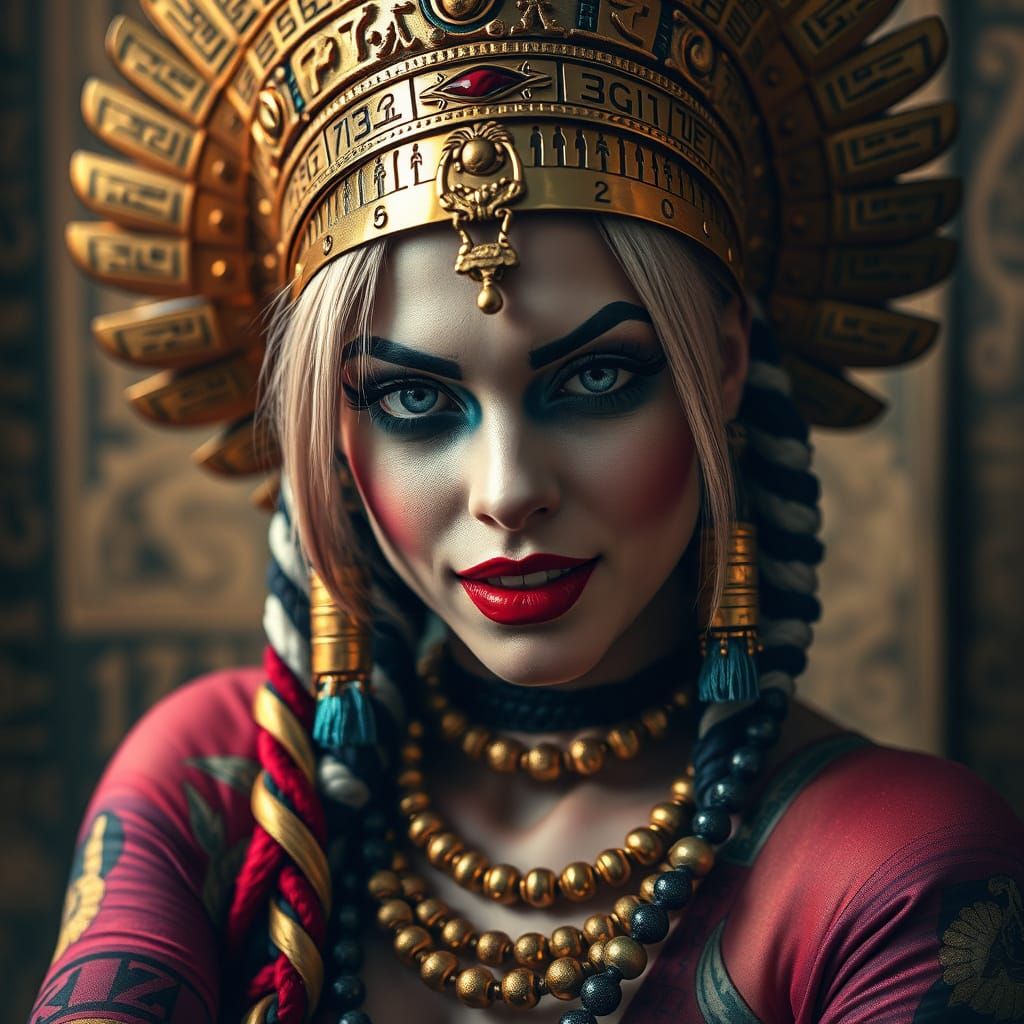 Vibrant Harley Quinn in Ancient Egyptian Splendor