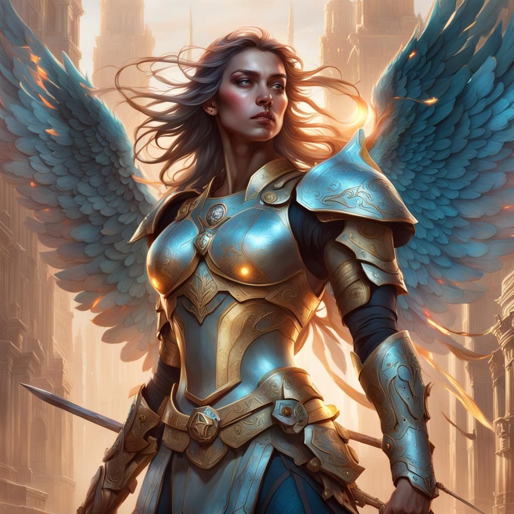 Astral Warrior Angel in Hyperdetailed Concept Art