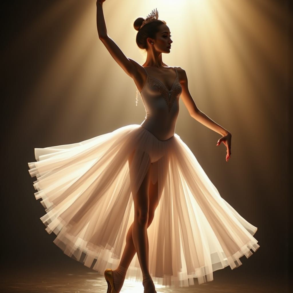 Ballerina Silhouette in Golden Hour Glow