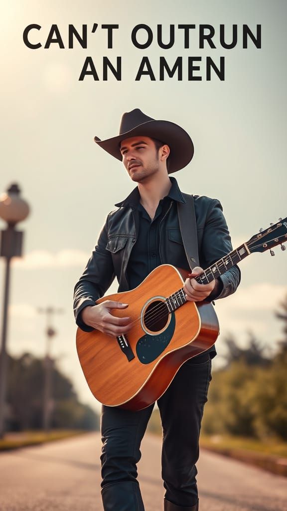 Cowboy in Black Leathers Walking in Sunlight