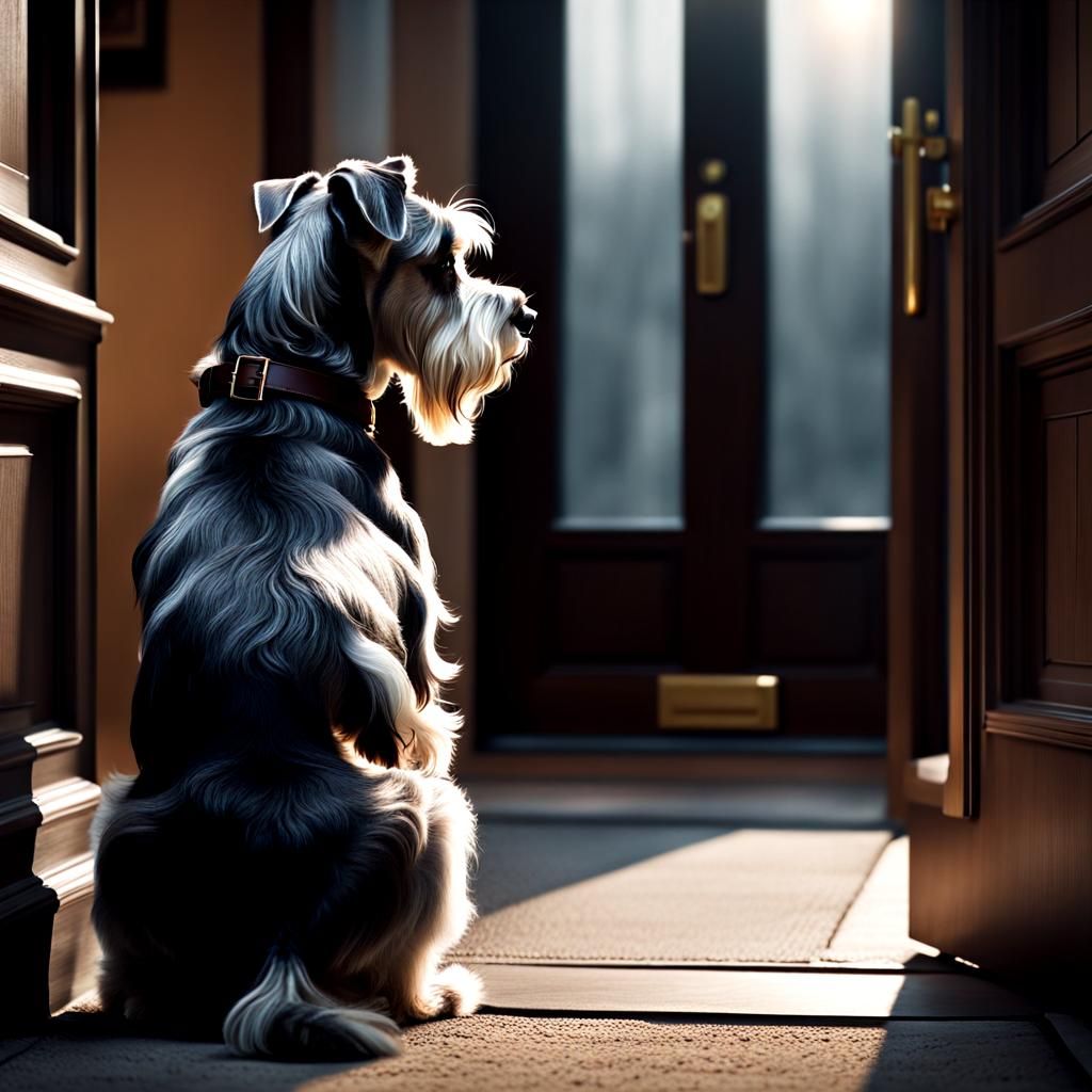 Lonely Schnauzer Waiting in Digital Matte Painting