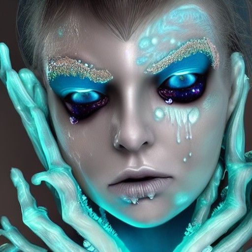 Stunning Cybernetic Ice Queen Portrait in 8K
