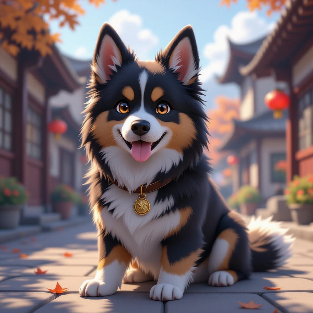 Loyal Canine Companion Concept Art in 3D Anime Style