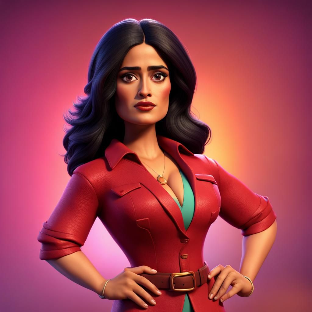 Salma Hayek as Pixar-Style 3D Digital Art
