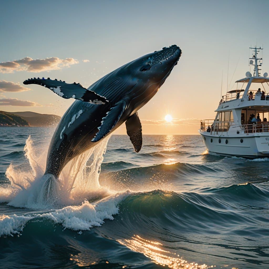 Vibrant Whale Encounter in Sunny Coastal Waters