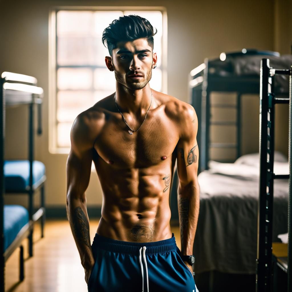 Photorealistic Athlete in Dorm Room