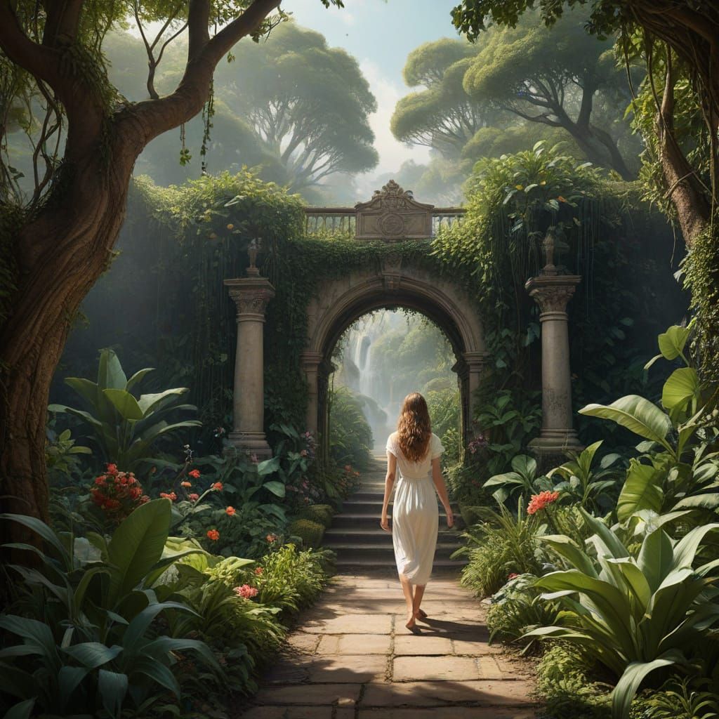 Hyperdetailed Garden of Eden in Pastel Colors