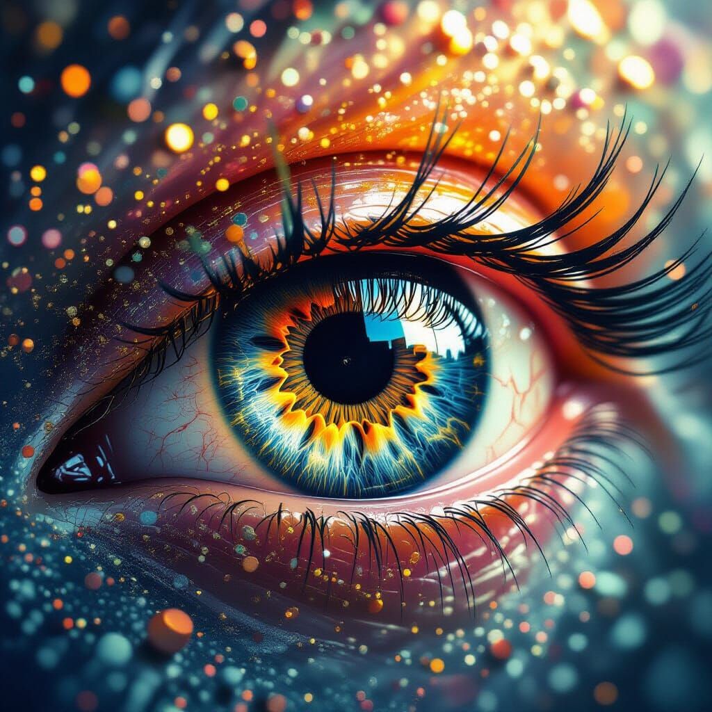 Eye Iris of Swirling Sunlight in Fantasy Art Style