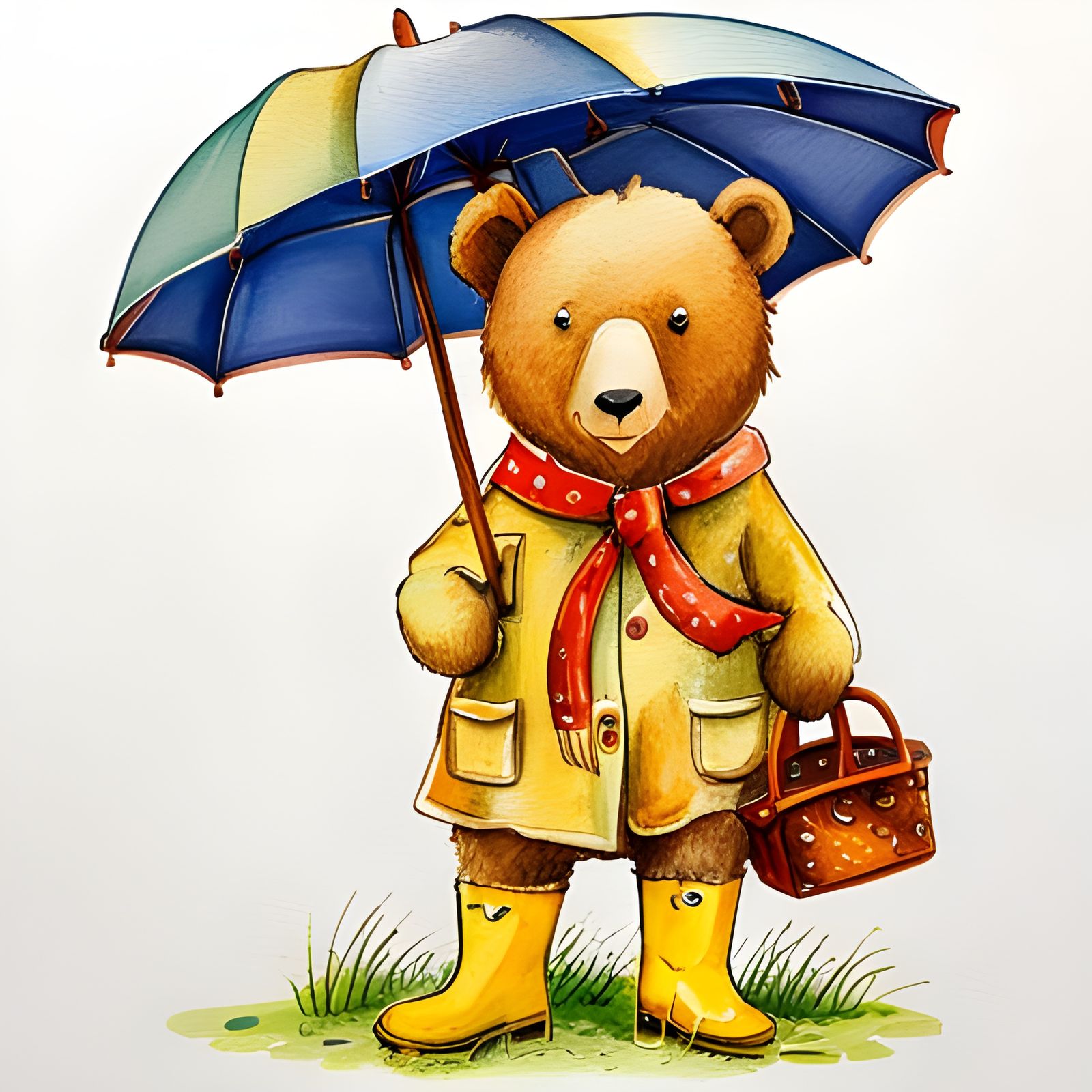 Little brown bear in a raincoat