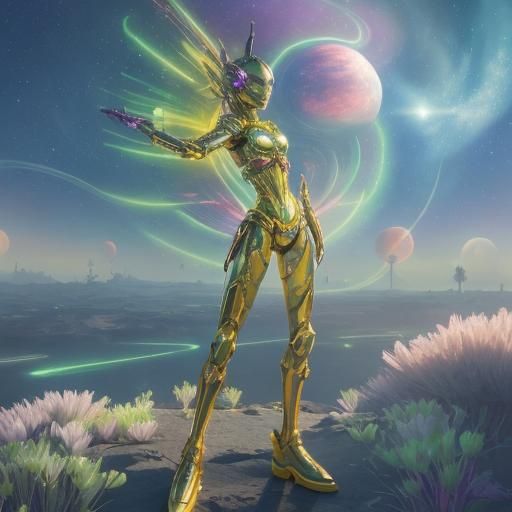 Sci-Fi Alien Zen Garden Under Cosmic Sky