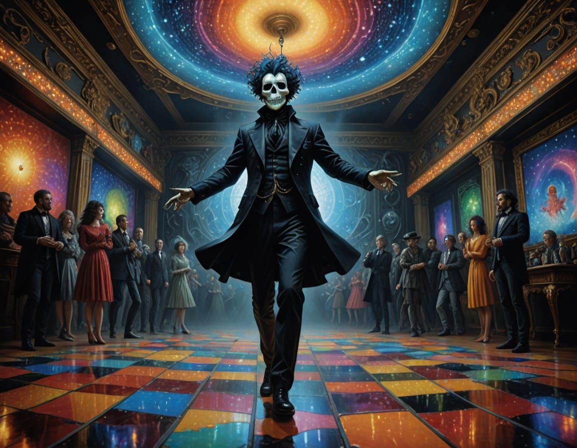 Gothicpunk Disco Scene in Vibrant 70's Style