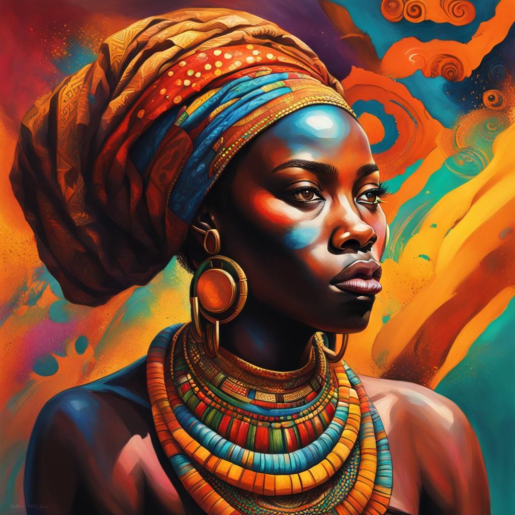 Black Woman Dancing in African Forest: Splash Art