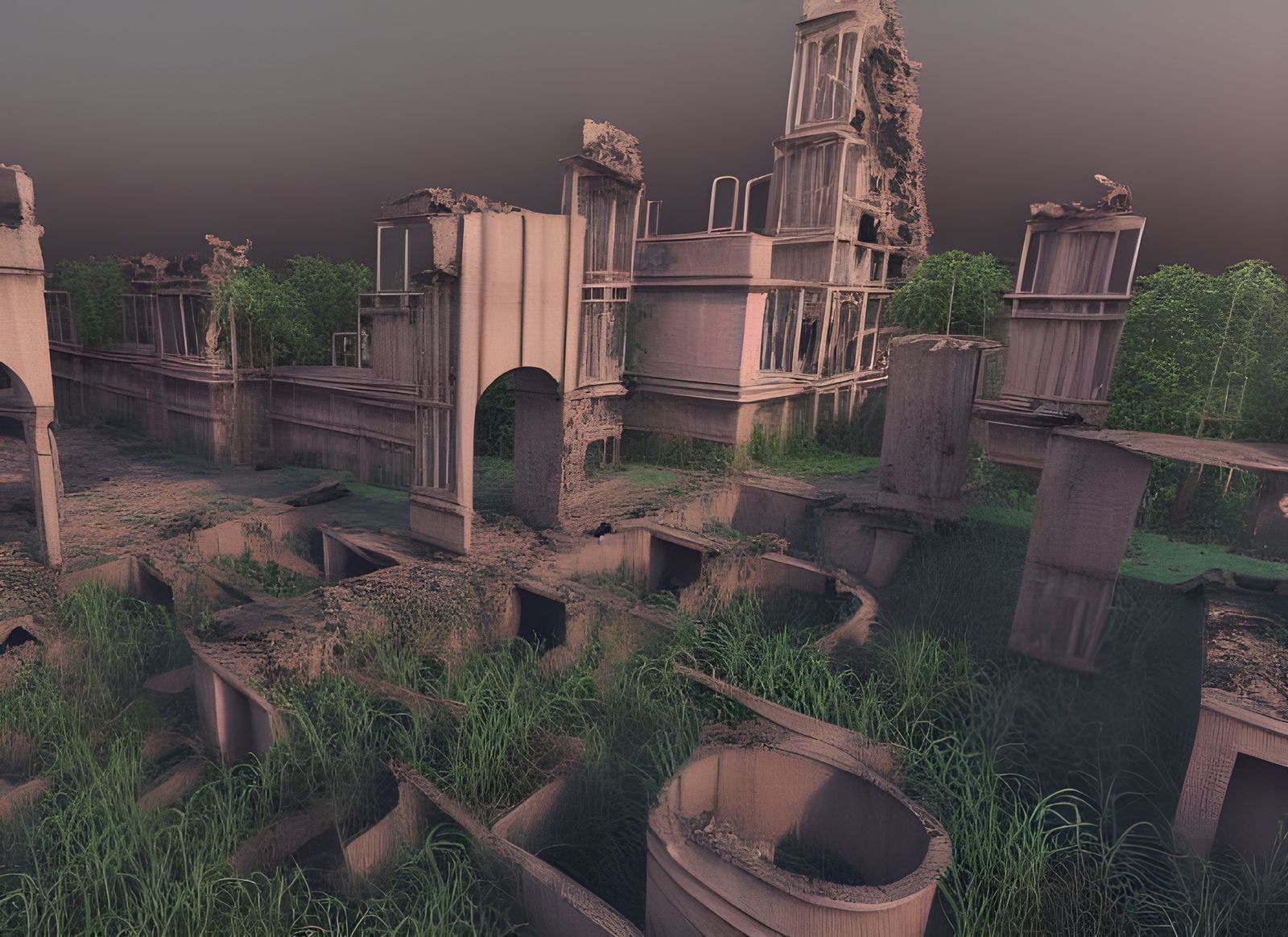 Overgrown Cornpunk Temple Ruins in Hyperrealism Style