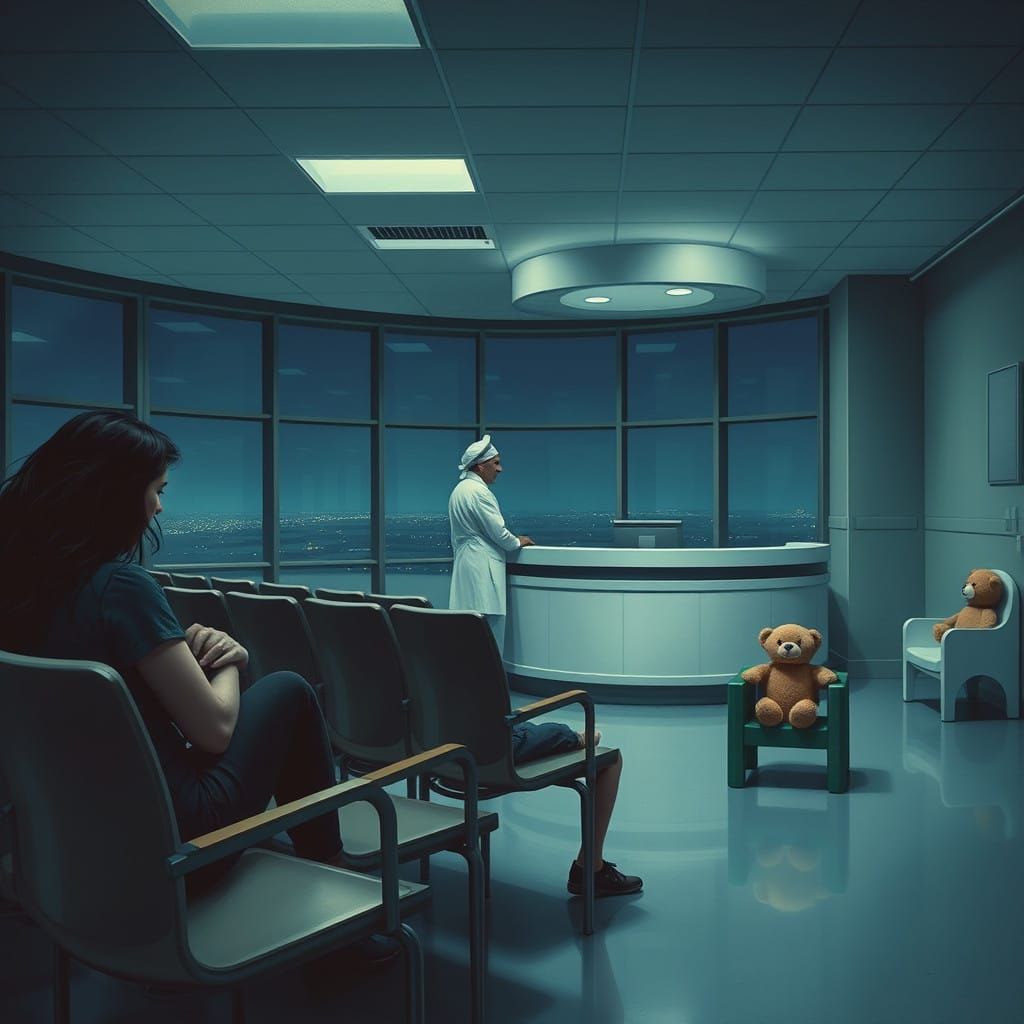 Hospital Waiting Room in Moody Blues and Greens