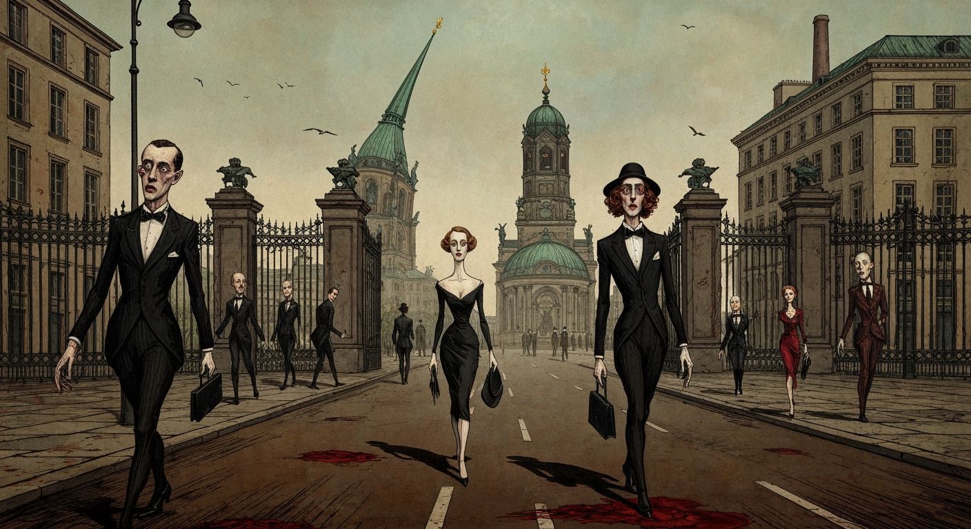 German Expressionist Dada Satire of Berliners in Urban Decay