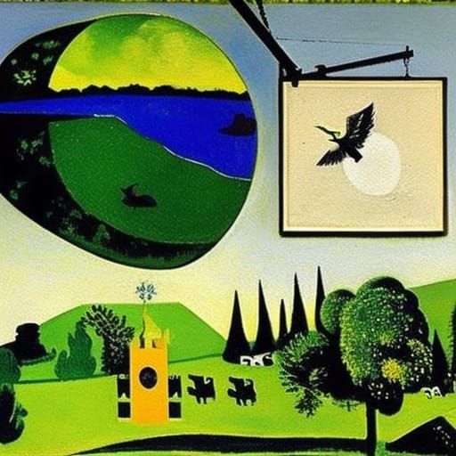 Surreal Woodland Figure in Post-Impressionist Style