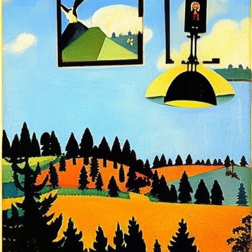 Surreal Woodland Scene in Post-Impressionist Style