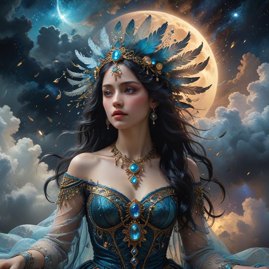 Ethereal Goddess in Celestial Vortex