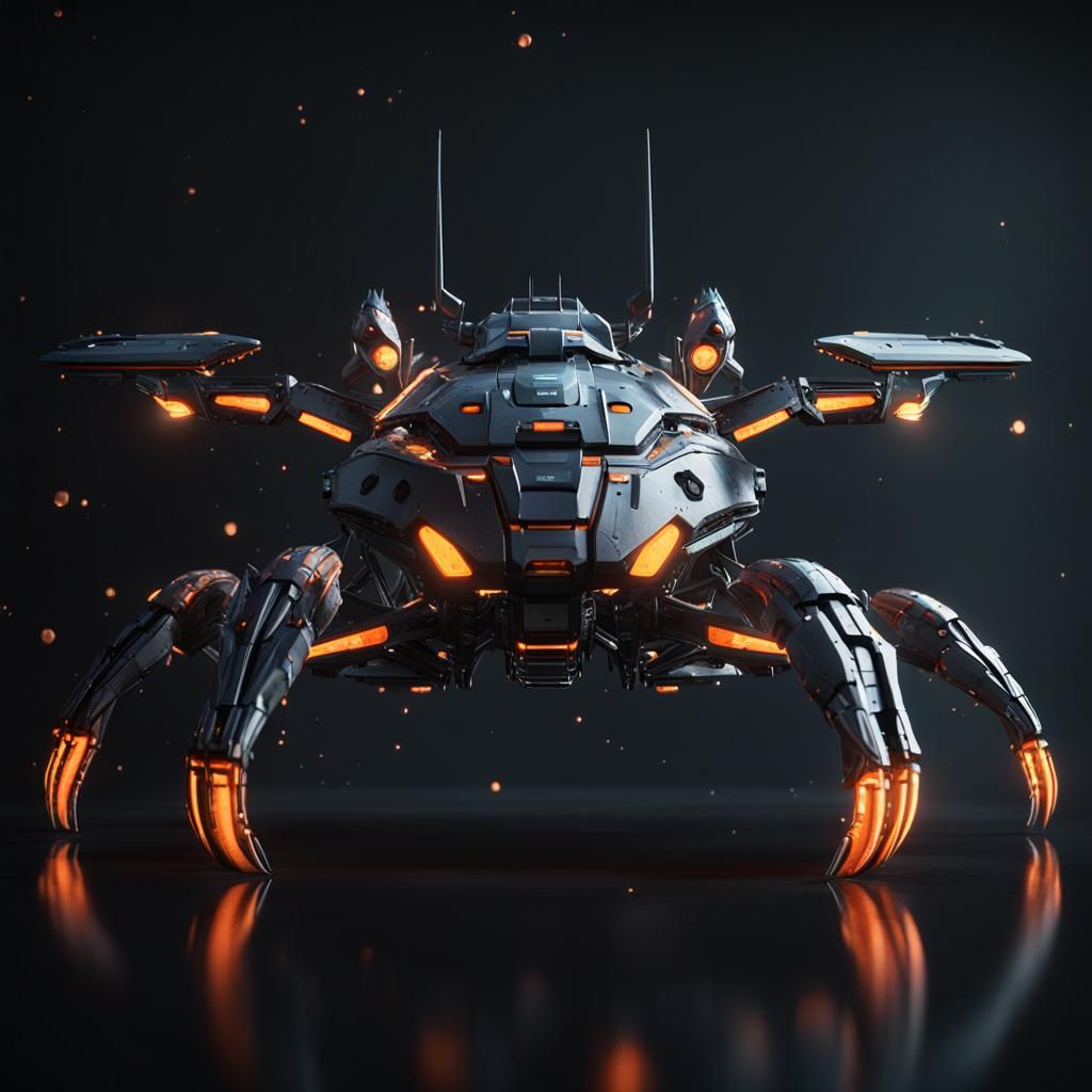 Robotic Kraken Crab Mech in Space Battle