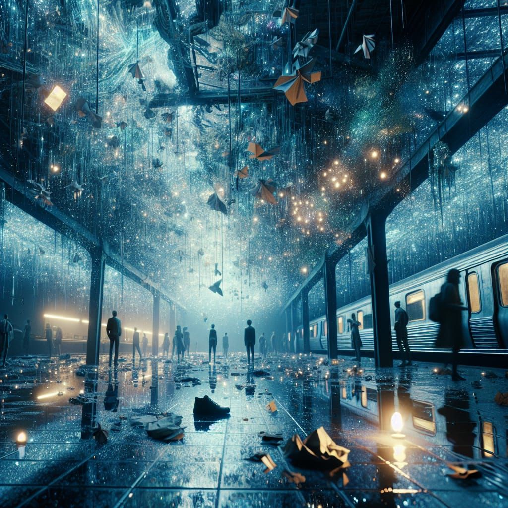 Surreal Glitterglass Explosions in Abandoned Train Station