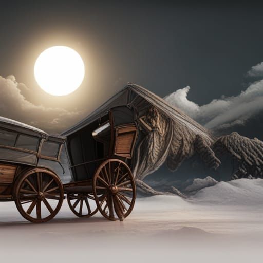 Witch in Horse Carriage: Detailed Fantasy Art