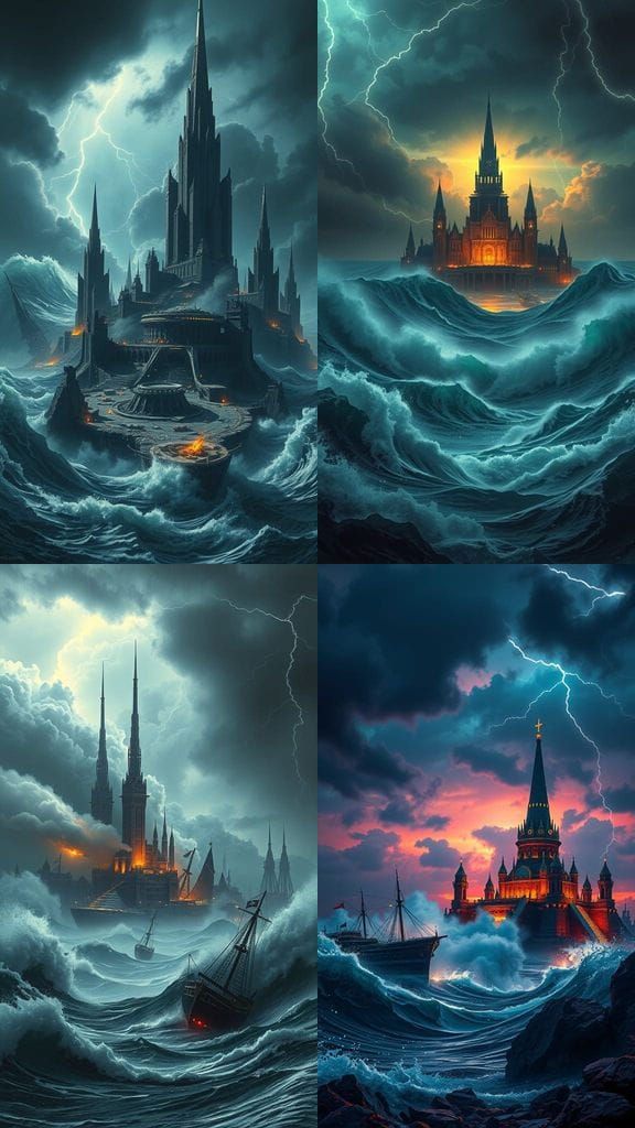 Atlantis Sinks Beneath the Waves in a Cyberpunk Apocalypse