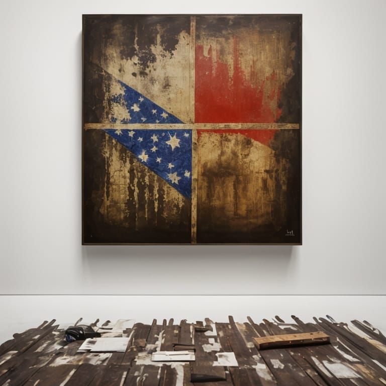 Bear Flag in Style of Jasper Johns