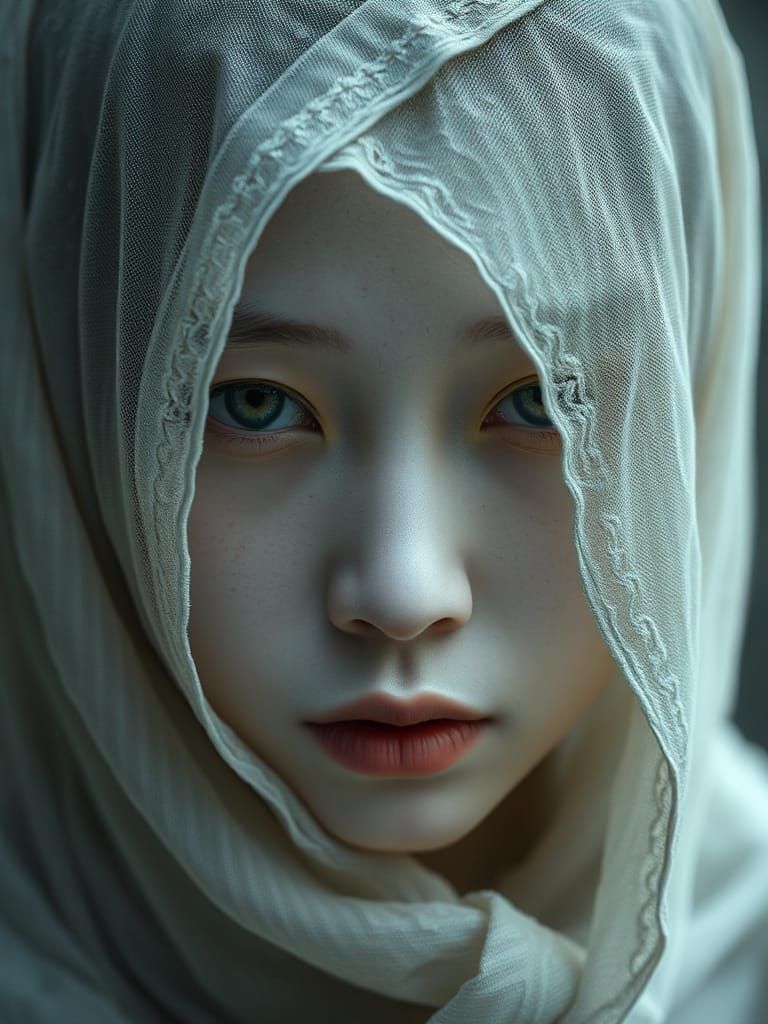 Ethereal Denim-Skinned Figures in Dreamscape