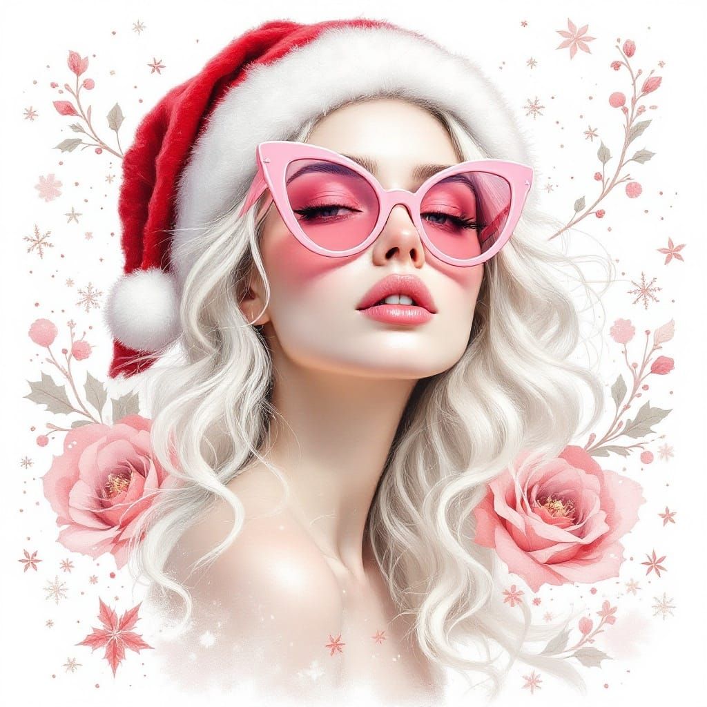 Glamorous Christmas Scene in Digital Watercolor Style