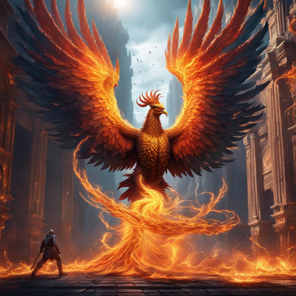 Phoenix Demigod in Chains: Fantasy Concept Art