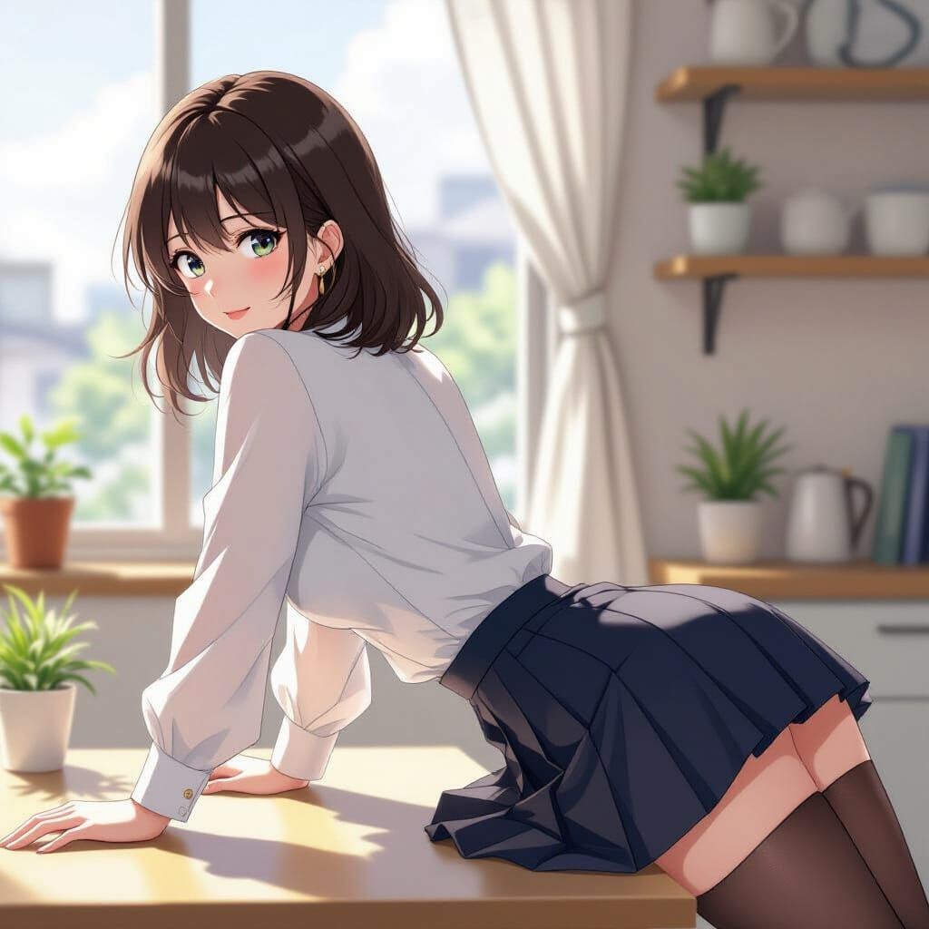 Anime Woman in Pantyhose, Blending Vibrant Artistic Styles